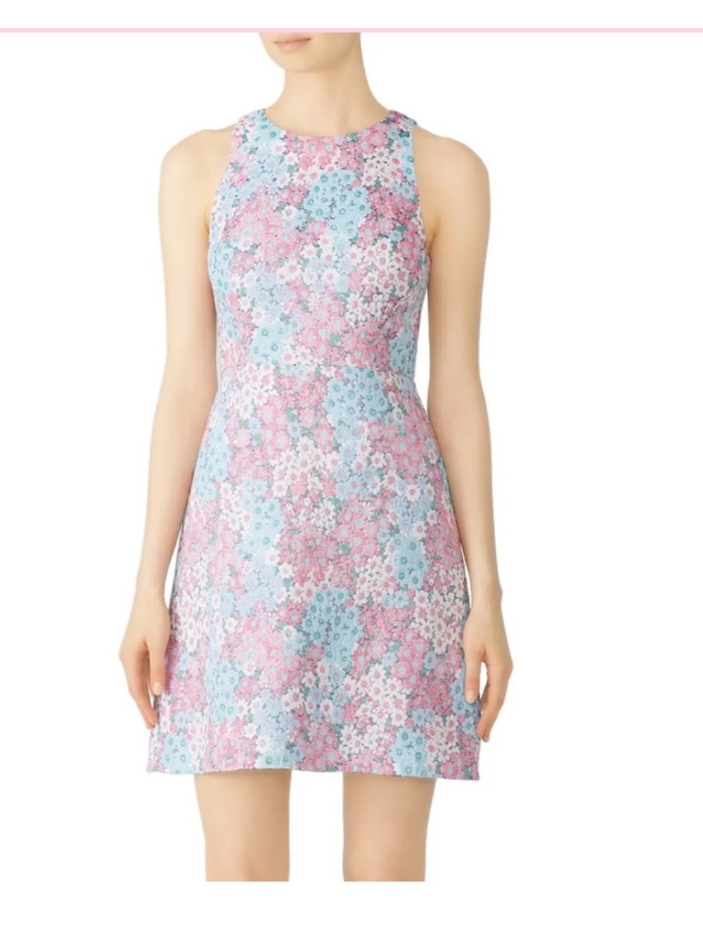 Kate Spade sz 2 Pink Blue Pastel Floral Sleeveless Mini Dress wedding guest